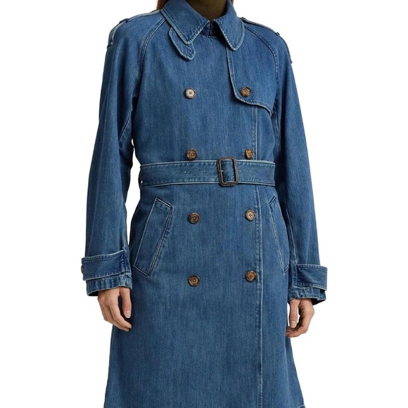Lauren Ralph Lauren Jackets & Blazers - Lauren Ralph Lauren Light Blue Denim Trench Coat 16W